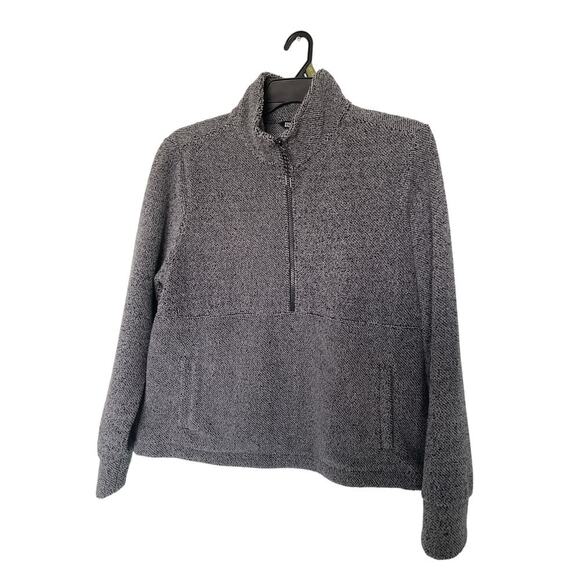 Eddie Bauer Cozy Black/Gray Long Sleeve partial zipper Pullover Sweater Size L - Picture 3 of 9